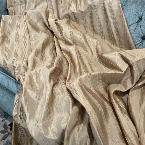 Sets of 2 Custom 39.5W X 96L Gold/Tan Double Lined Room-darkening Curtains - Picture 2 of 7